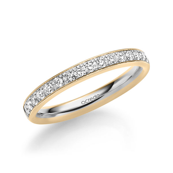 Bicolor Memoire-trouwring in roségoud 14 kt. grijsgoud 14 kt. half gezet met in totaal 0,4 ct. Briljant tw/si van acredo - A-1727-11 Bicolor Memoire-trouwring in roségoud 14 kt. grijsgoud 14 kt. half gezet met in totaal 0,4 ct. Briljant tw/si van acredo - A-1727-11