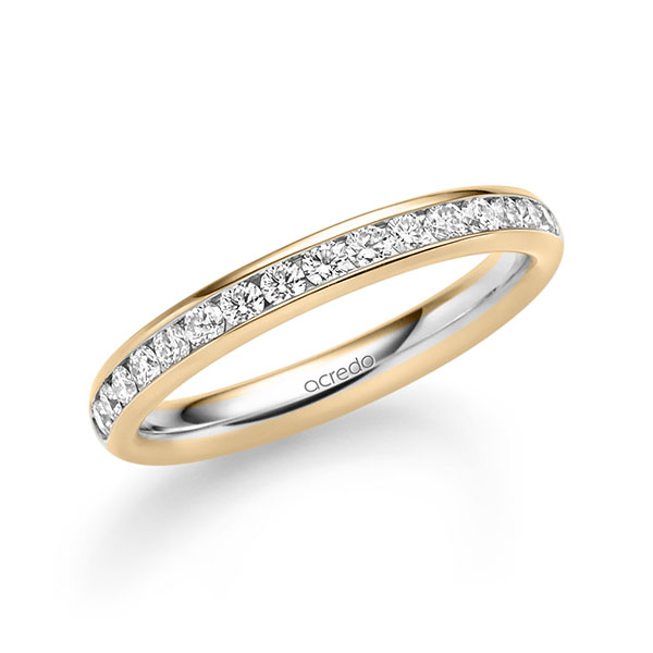Bicolor Memoire-trouwring in roségoud 14 kt. witgoud 14 kt. half gezet met in totaal 0,48 ct. Briljant tw/si van acredo