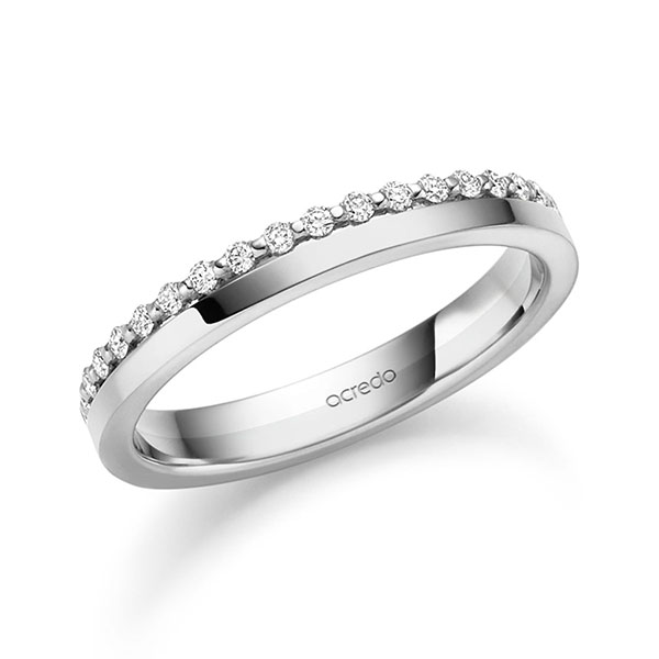 Bicolor Memoire-trouwring in witgoud 14 kt. grijsgoud 14 kt. half gezet met in totaal 0,21 ct. tw/si van acredo - S-1484-2