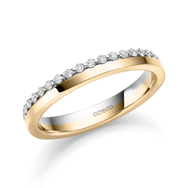 Bicolor Memoire-trouwring in witgoud 14 kt. roségoud 14 kt. half gezet met in totaal 0,21 ct. tw,vs van acredo - S-1484-3