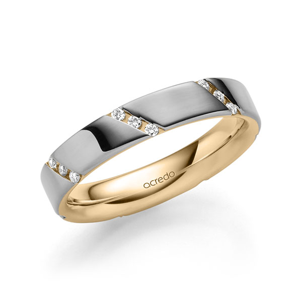 bicolor Trauring/Ehering in außen Platin 600 , innen Roségold 585 mit zus. 0,21 ct. Brillant tw, si von acredo - A-1977-12