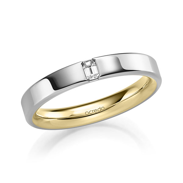 bicolor Trauring/Ehering in aussen Platin 950 , innen Gelbgold 585 mit zus. 0,1 ct. tw, vs von acredo - A-2136-12