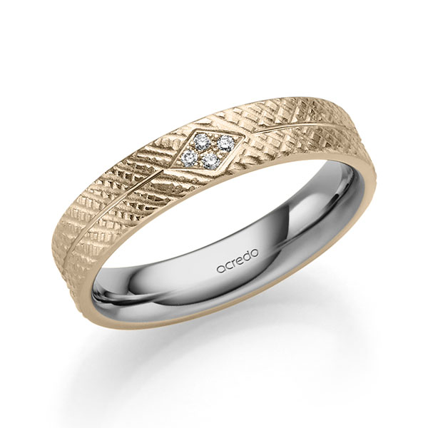 bicolor Trauring/Ehering in aussen Signature Gold 585 , innen Graugold 585 mit zus. 0,032 ct. Brillant tw, si von acredo
