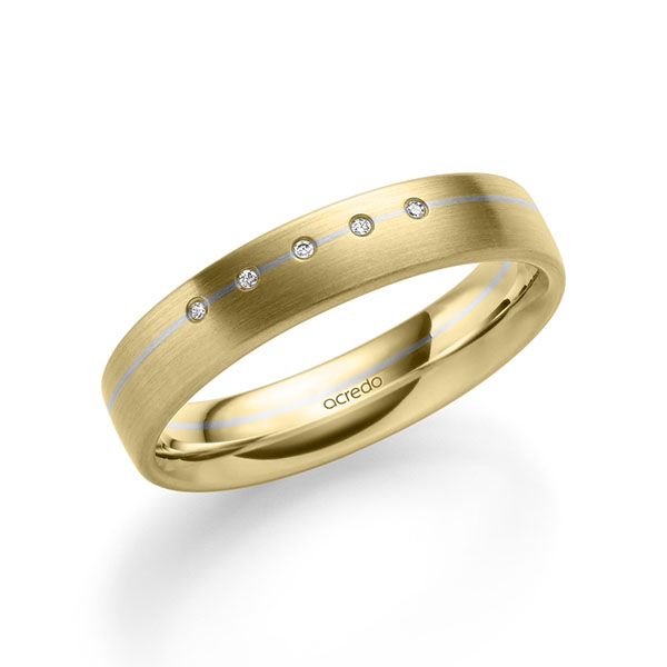 bicolor Trauring/Ehering in Gelbgold 585 Graugold 585 mit zus. 0,025 ct. Brillant tw, si von acredo - A-2186-11