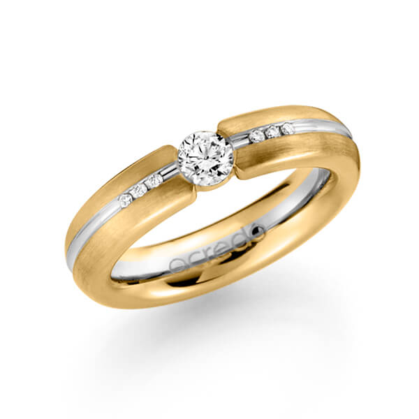 bicolor Trauring/Ehering in Gelbgold 585 Weissgold 585 mit 0,3 ct. + zus. 0,048 ct. Brillant tw, si von acredo - A-1122-4 bicolor Trauring/Ehering in Gelbgold 585 Weissgold 585 mit 0,3 ct. + zus. 0,048 ct. Brillant tw, si von acredo - A-1122-4