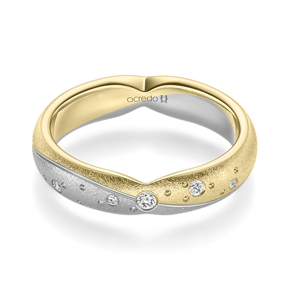 bicolor Trauring/Ehering in Gelbgold 750 Graugold 750 mit zus. 0,065 ct. Brillant tw, si von acredo - A-2366-17