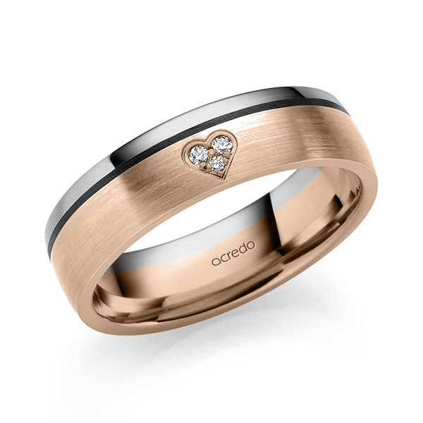 bicolor Trauring/Ehering in Graugold 585 Rotgold 585 mit zus. 0,021 ct. Brillant tw, si von acredo - S-1305-14 bicolor Trauring/Ehering in Graugold 585 Rotgold 585 mit zus. 0,021 ct. Brillant tw, si von acredo - S-1305-14