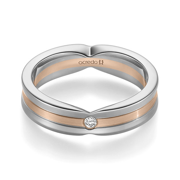 bicolor Trauring/Ehering in Graugold 585 Rotgold 585 mit zus. 0,04 ct. Brillant tw, si von acredo