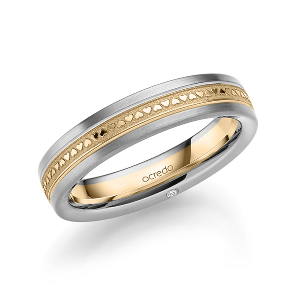 bicolor Trauring/Ehering in Graugold 750 Roségold 750 mit zus. 0,01 ct. Brillant tw, si von acredo - A-2372-16