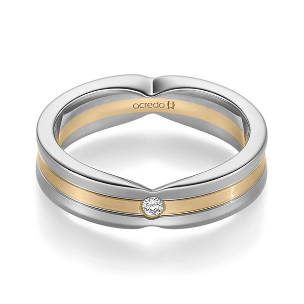 bicolor Trauring/Ehering in Graugold 750 Roségold 750 mit zus. 0,04 ct. Brillant tw, si von acredo - A-2362-17 bicolor Trauring/Ehering in Graugold 750 Roségold 750 mit zus. 0,04 ct. Brillant tw, si von acredo - A-2362-17