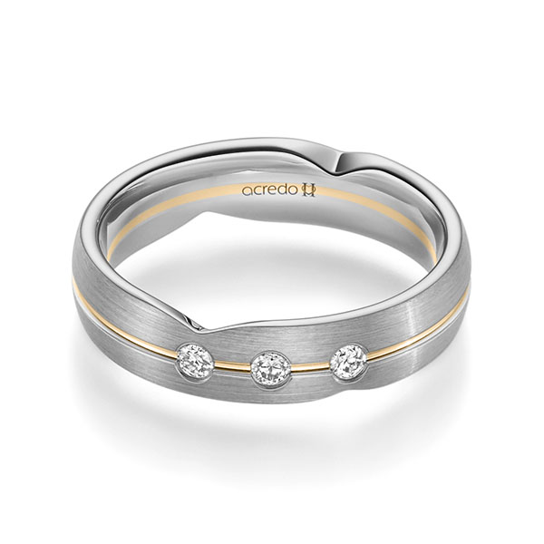 bicolor Trauring/Ehering in Graugold 750 Roségold 750 mit zus. 0,12 ct. Brillant tw, si von acredo - A-2364-13