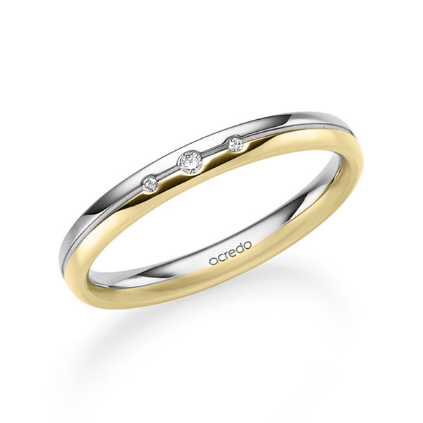 bicolor Trauring/Ehering in Palladium 950 Gelbgold 585 mit zus. 0,025 ct. Brillant tw, si von acredo - A-2539-1 bicolor Trauring/Ehering in Palladium 950 Gelbgold 585 mit zus. 0,025 ct. Brillant tw, si von acredo - A-2539-1