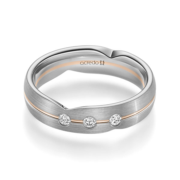 bicolor Trauring/Ehering in Platin 600 Rotgold 585 mit zus. 0,12 ct. Brillant tw, si von acredo - A-2364-11 bicolor Trauring/Ehering in Platin 600 Rotgold 585 mit zus. 0,12 ct. Brillant tw, si von acredo - A-2364-11