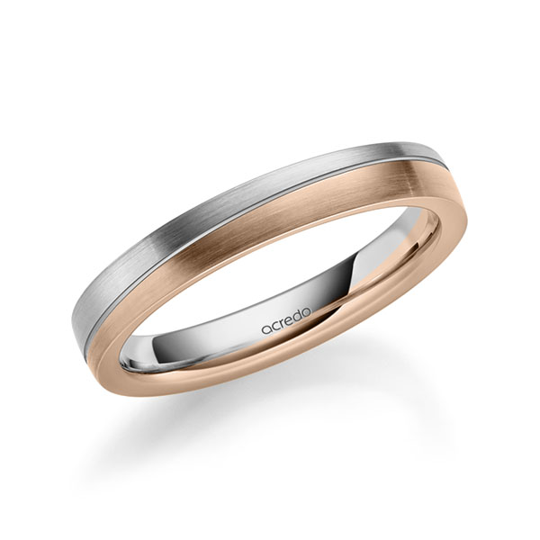 bicolor Trauring/Ehering in Platin 600 Rotgold 585 von acredo - A-1717-22