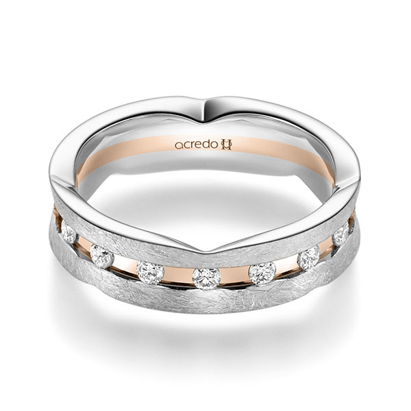 bicolor Trauring/Ehering in Platin 950 Rotgold 585 mit zus. 0,48 ct. Brillant tw, si von acredo - A-2354-20