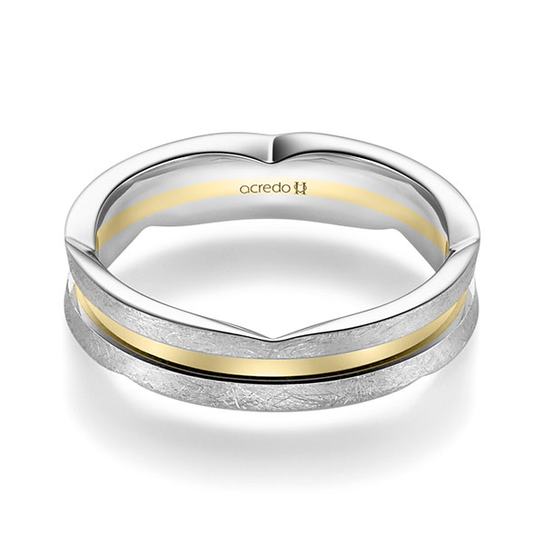 bicolor Trauring/Ehering in River Platin 950 Gelbgold 750 von acredo - A-2354-27
