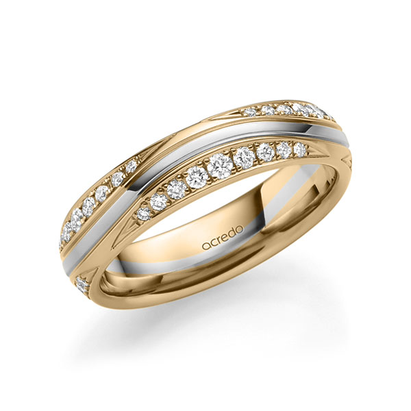 bicolor Trauring/Ehering in Roségold 585 Weißgold 585 mit zus. 0,576 ct. Brillant tw, si von acredo - A-1710-14 bicolor Trauring/Ehering in Roségold 585 Weißgold 585 mit zus. 0,576 ct. Brillant tw, si von acredo - A-1710-14