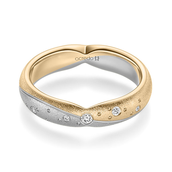 bicolor Trauring/Ehering in Roségold 750 River Platin 950 mit zus. 0,065 ct. Brillant tw, si von acredo - A-2366-16
