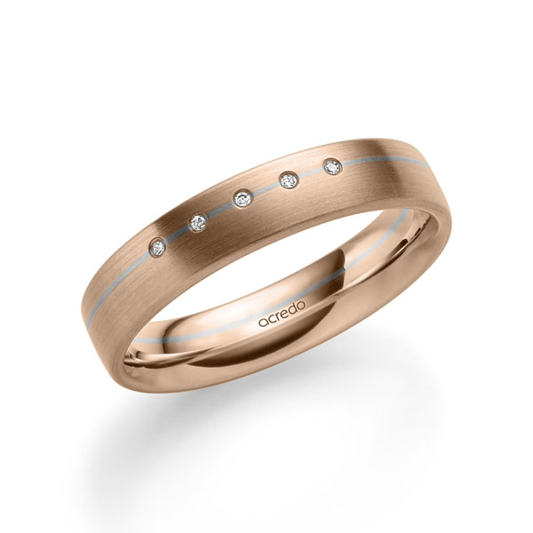 bicolor Trauring/Ehering in Rotgold 585 Weissgold 585 mit zus. 0,025 ct. Brillant tw, si von acredo - A-2186-13