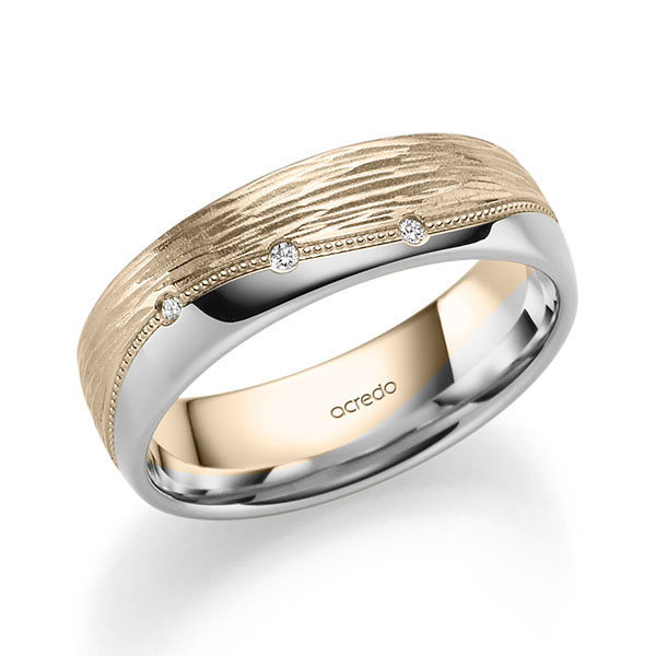 bicolor Trauring/Ehering in Signature Gold 585 Platin 950 mit zus. 0,09 ct. Brillant tw, si von acredo - A-2415-14