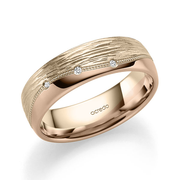 bicolor Trauring/Ehering in Signature Gold 585 Rotgold 585 mit zus. 0,09 ct. Brillant tw, si von acredo - A-2415-11 bicolor Trauring/Ehering in Signature Gold 585 Rotgold 585 mit zus. 0,09 ct. Brillant tw, si von acredo - A-2415-11
