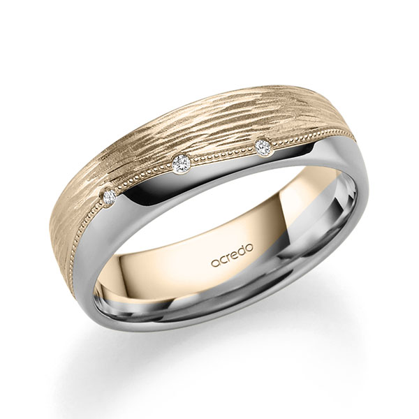 bicolor Trauring/Ehering in Signature Gold 750 Graugold 750 mit zus. 0,09 ct. Brillant tw, si von acredo - A-2415-13 bicolor Trauring/Ehering in Signature Gold 750 Graugold 750 mit zus. 0,09 ct. Brillant tw, si von acredo - A-2415-13