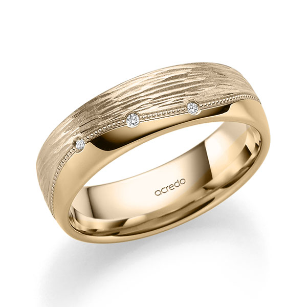 bicolor Trauring/Ehering in Signature Gold 750 Roségold 750 mit zus. 0,09 ct. Brillant tw, si von acredo - A-2415-12