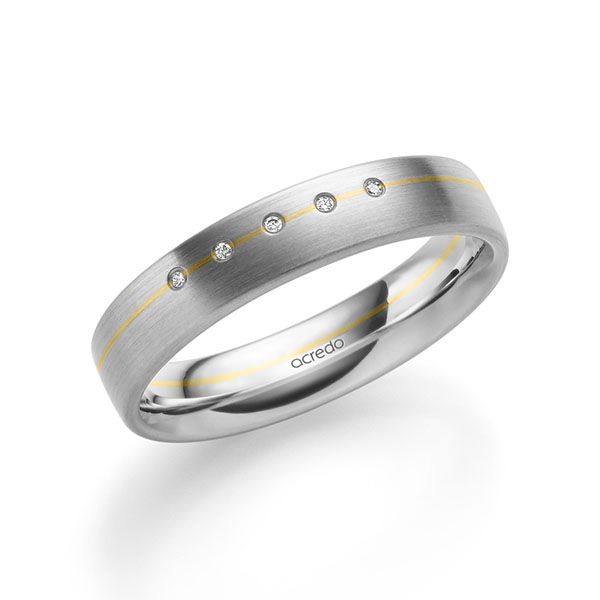 bicolor Trauring/Ehering in Weissgold 375 Gelbgold 375 mit zus. 0,025 ct. Brillant tw, si von acredo - A-2186-10
