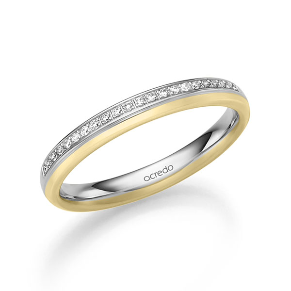 bicolor Trauring/Ehering in Weißgold 585 Gelbgold 585 mit zus. 0,11 ct. Brillant tw, si von acredo - A-2543-3 bicolor Trauring/Ehering in Weißgold 585 Gelbgold 585 mit zus. 0,11 ct. Brillant tw, si von acredo - A-2543-3