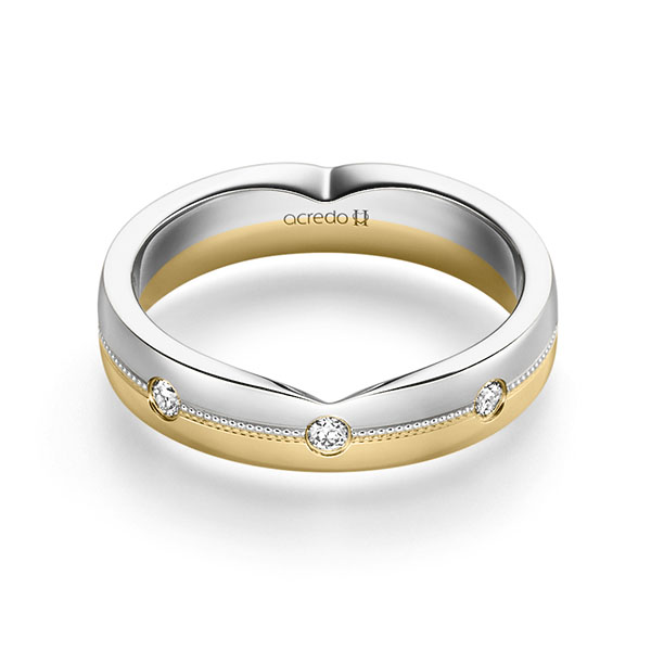 bicolor Trauring/Ehering in Weißgold 585 Gelbgold 585 mit zus. 0,24 ct. Brillant tw, si von acredo