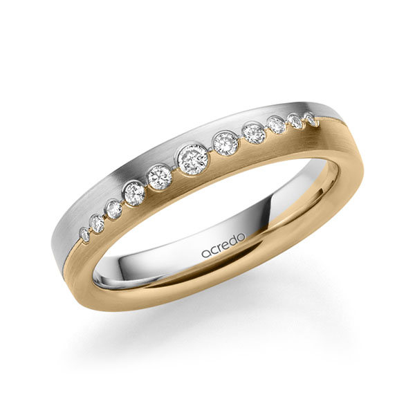 bicolor Trauring/Ehering in Weißgold 585 Roségold 585 mit zus. 0,156 ct. Brillant tw, si von acredo - A-1717-26 bicolor Trauring/Ehering in Weißgold 585 Roségold 585 mit zus. 0,156 ct. Brillant tw, si von acredo - A-1717-26