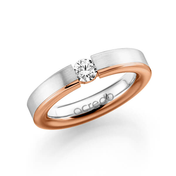 bicolor Trauring/Ehering in Weißgold 585 Rotgold 585 mit 0,3 ct. Brillant tw, si von acredo