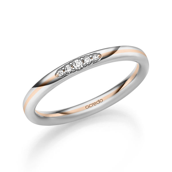 bicolor Trauring/Ehering in Weißgold 585 Rotgold 585 mit zus. 0,05 ct. Brillant tw, si von acredo - A-2541-1 bicolor Trauring/Ehering in Weißgold 585 Rotgold 585 mit zus. 0,05 ct. Brillant tw, si von acredo - A-2541-1