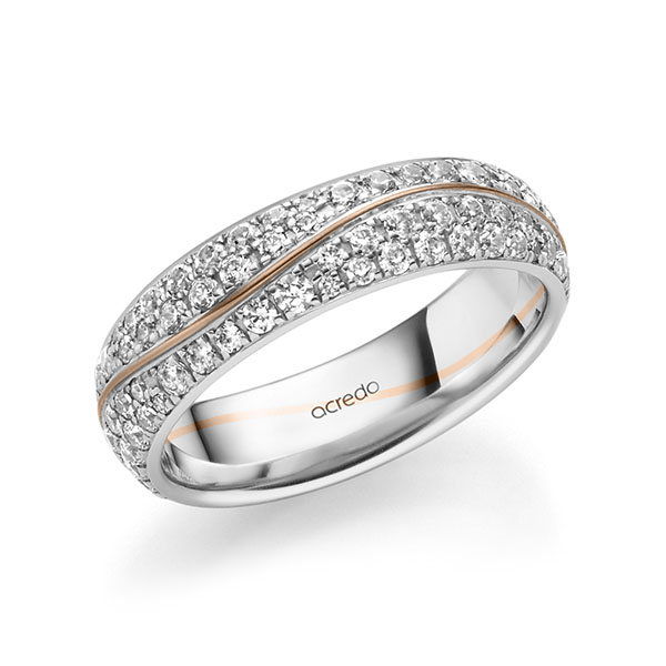 bicolor Trauring/Ehering in Weißgold 585 Rotgold 585 mit zus. 1,506 ct. Brillant tw, si von acredo