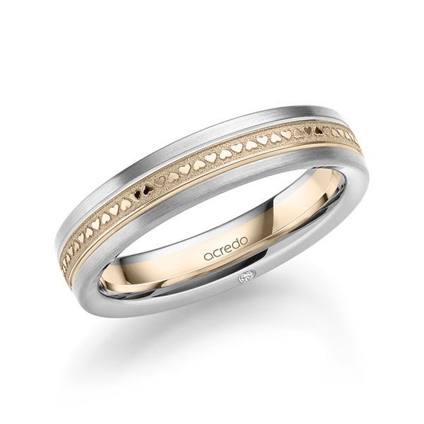 bicolor Trauring/Ehering in Weißgold 585 Signature Gold 585 mit zus. 0,01 ct. Brillant tw, si von acredo bicolor Trauring/Ehering in Weißgold 585 Signature Gold 585 mit zus. 0,01 ct. Brillant tw, si von acredo