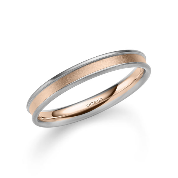 Bicolor trouwring in 600 Platinahoudend metaal (60%) roodgoud 14 kt. van acredo - A-2368-29