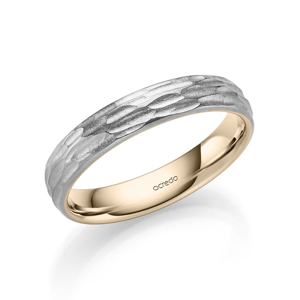 Bicolor trouwring in buiten witgoud 14 kt. , binnen Signature Goud 585 van acredo