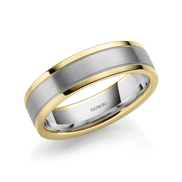 Bicolor trouwring in geelgoud 14 kt. grijsgoud 14 kt. van acredo