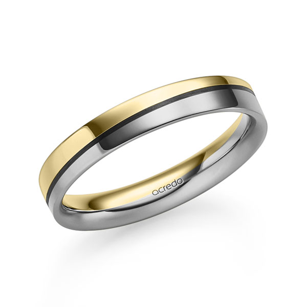 Bicolor trouwring in geelgoud 14 kt. grijsgoud 14 kt. van acredo - S-1301-14