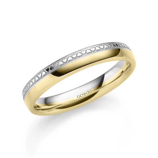 Bicolor trouwring in geelgoud 14 kt. witgoud 14 kt. van acredo