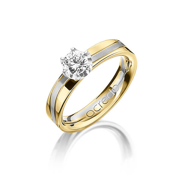 Bicolor trouwring in geelgoud 18 kt. grijsgoud 18 kt. met 0,4 ct. Briljanten tw/si van acredo