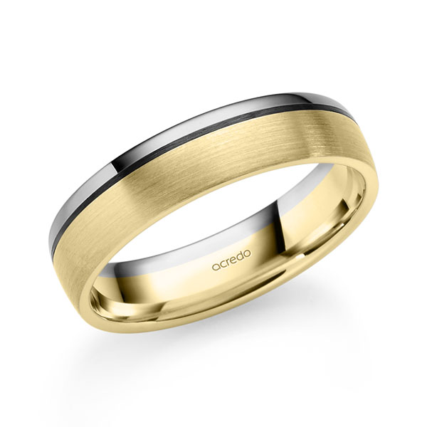 Bicolor trouwring in grijsgoud 14 kt. geelgoud 14 kt. van acredo - S-1305-21