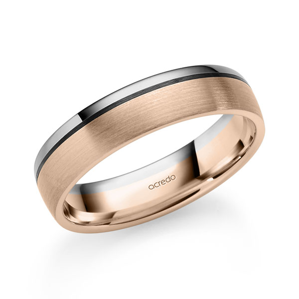 Bicolor trouwring in grijsgoud 14 kt. roodgoud 14 kt. van acredo - S-1305-24