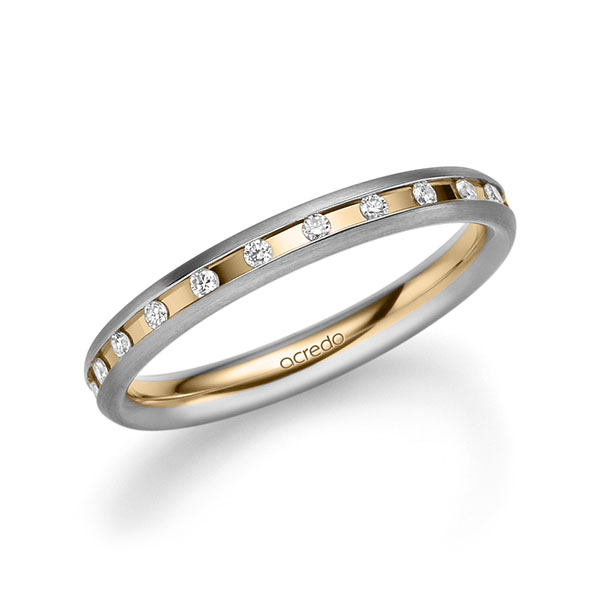 Bicolor trouwring in grijsgoud 14 kt. roségoud 14 kt. met in totaal 0,22 ct. Briljant tw/si van acredo - A-2216-1 Bicolor trouwring in grijsgoud 14 kt. roségoud 14 kt. met in totaal 0,22 ct. Briljant tw/si van acredo - A-2216-1