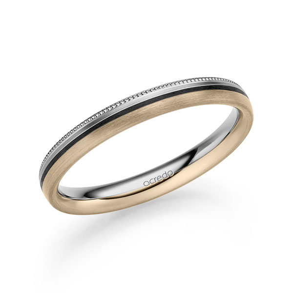 Bicolor trouwring in grijsgoud 14 kt. Signature Goud 585 van acredo - S-1299-15