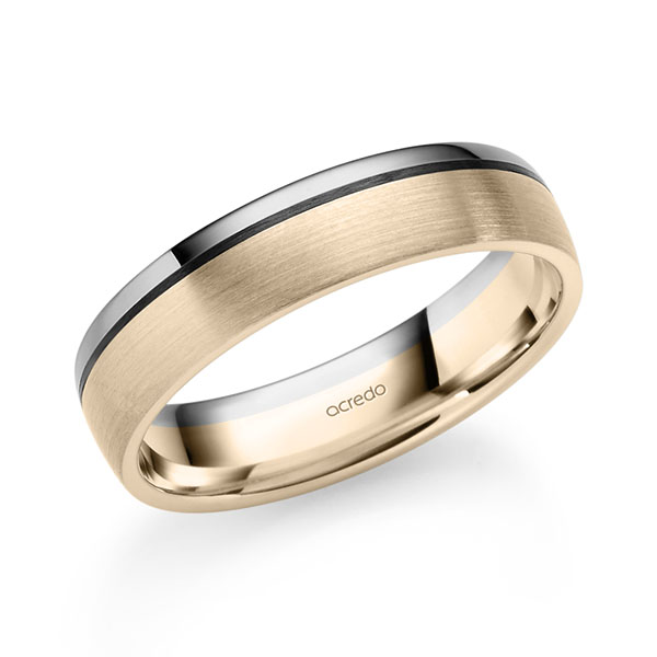 Bicolor trouwring in grijsgoud 14 kt. Signature Goud 585 van acredo - S-1305-23 Bicolor trouwring in grijsgoud 14 kt. Signature Goud 585 van acredo - S-1305-23
