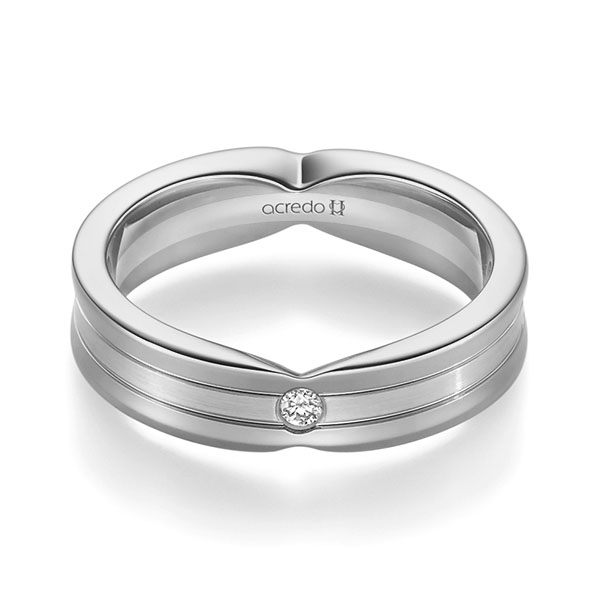Bicolor trouwring in grijsgoud 14 kt. witgoud 14 kt. met in totaal 0,04 ct. Briljant tw/si van acredo - A-2362-20 Bicolor trouwring in grijsgoud 14 kt. witgoud 14 kt. met in totaal 0,04 ct. Briljant tw/si van acredo - A-2362-20