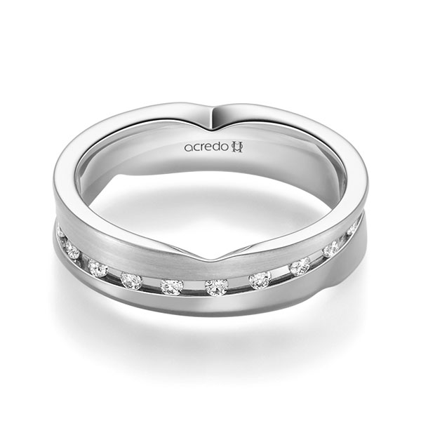 Bicolor trouwring in palladium 950 grijsgoud 14 kt. met in totaal 0,315 ct. Briljant tw/si van acredo - A-2363-16 Bicolor trouwring in palladium 950 grijsgoud 14 kt. met in totaal 0,315 ct. Briljant tw/si van acredo - A-2363-16