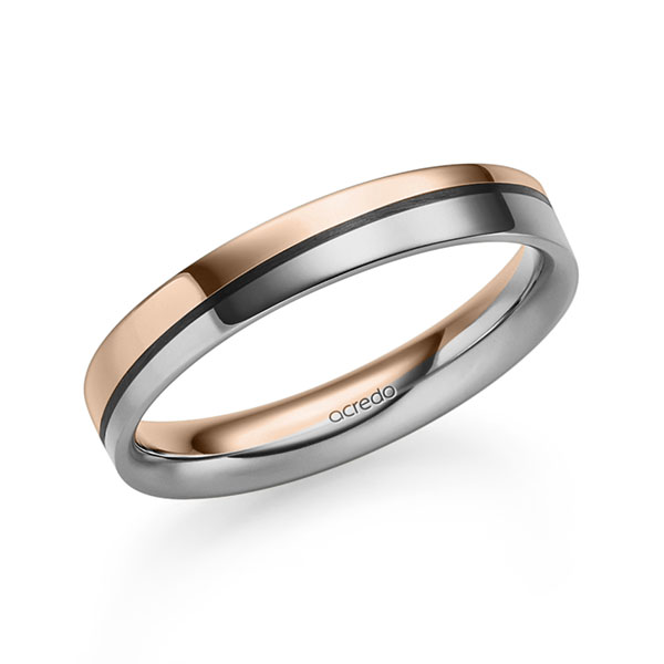 Bicolor trouwring in roodgoud 14 kt. palladium-zilver 800 van acredo - S-1301-13