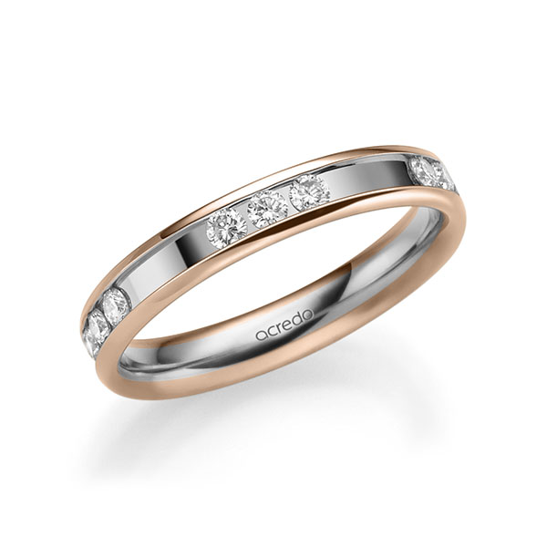 Bicolor trouwring in roodgoud 14 kt. witgoud 14 kt. met in totaal 0,6 ct. Briljant tw/si van acredo - A-2212-3 Bicolor trouwring in roodgoud 14 kt. witgoud 14 kt. met in totaal 0,6 ct. Briljant tw/si van acredo - A-2212-3